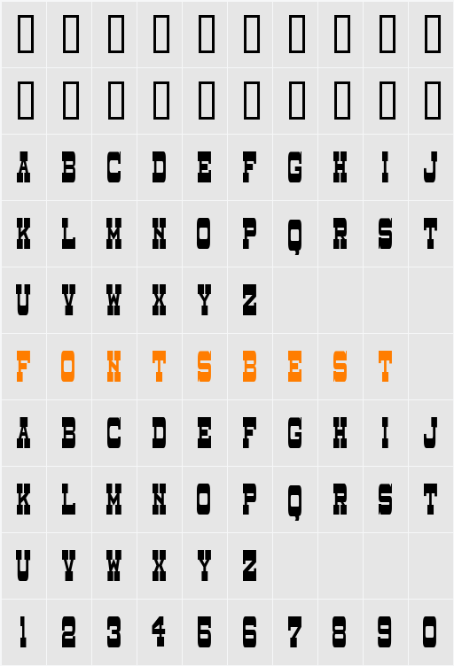 Dry Goods Narrow JL Character Map