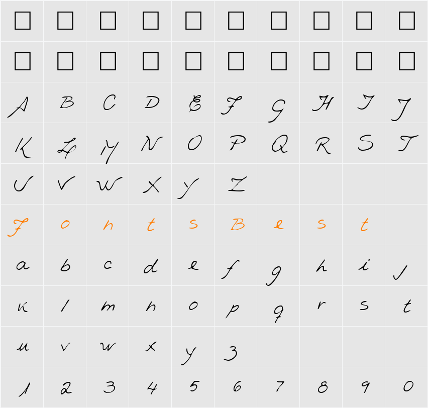 RachelsHand Character Map