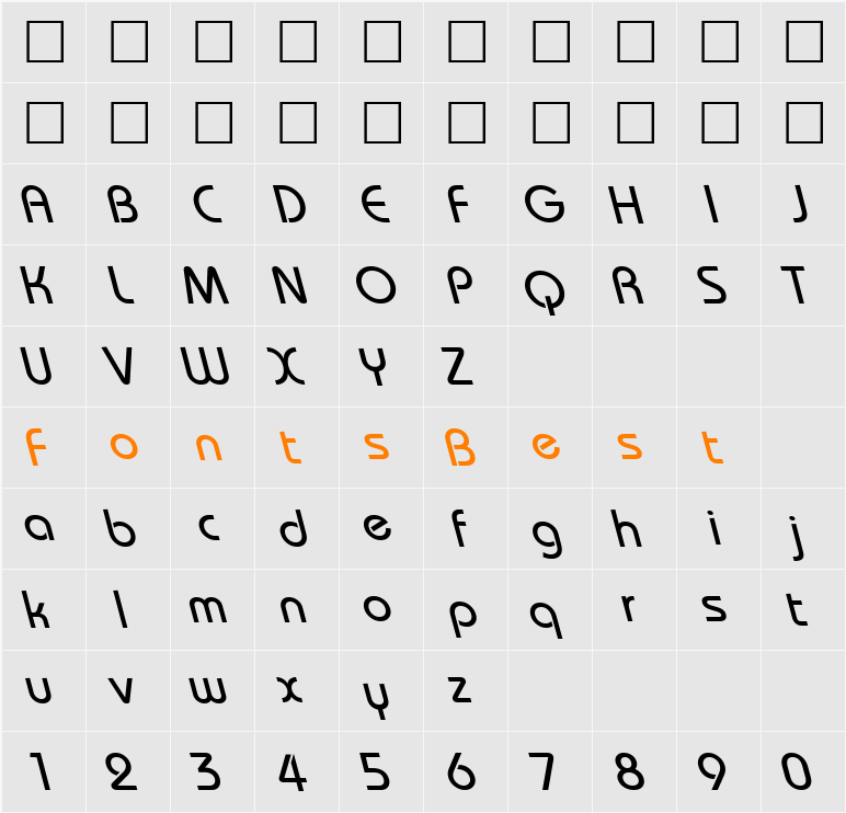 BordeauxBackslant Character Map
