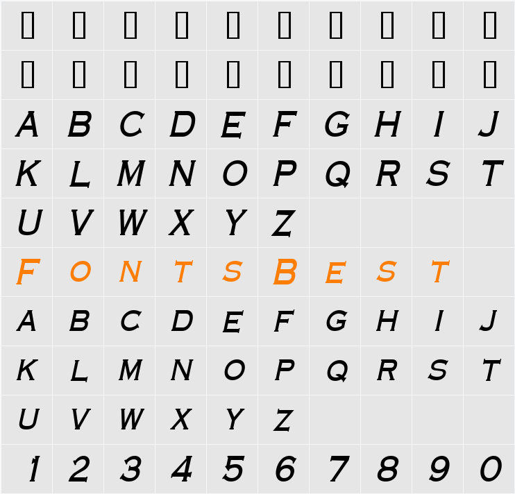 Engraver-Condensed Character Map