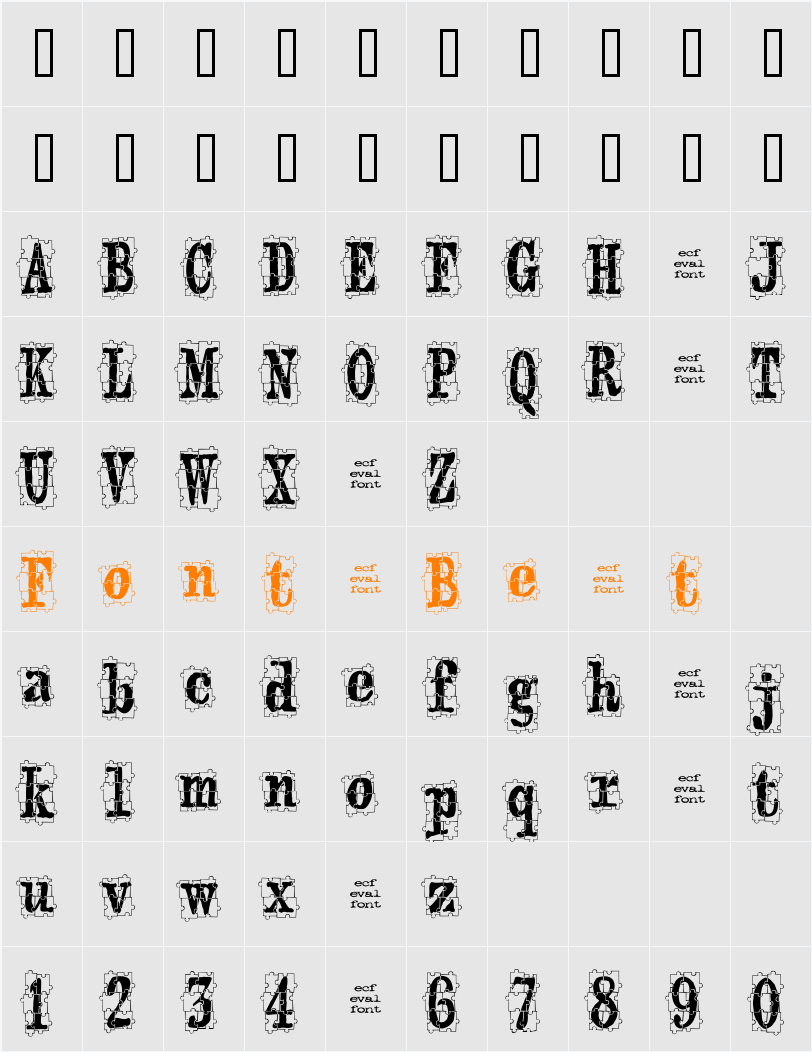 puzzleface (eval) Character Map