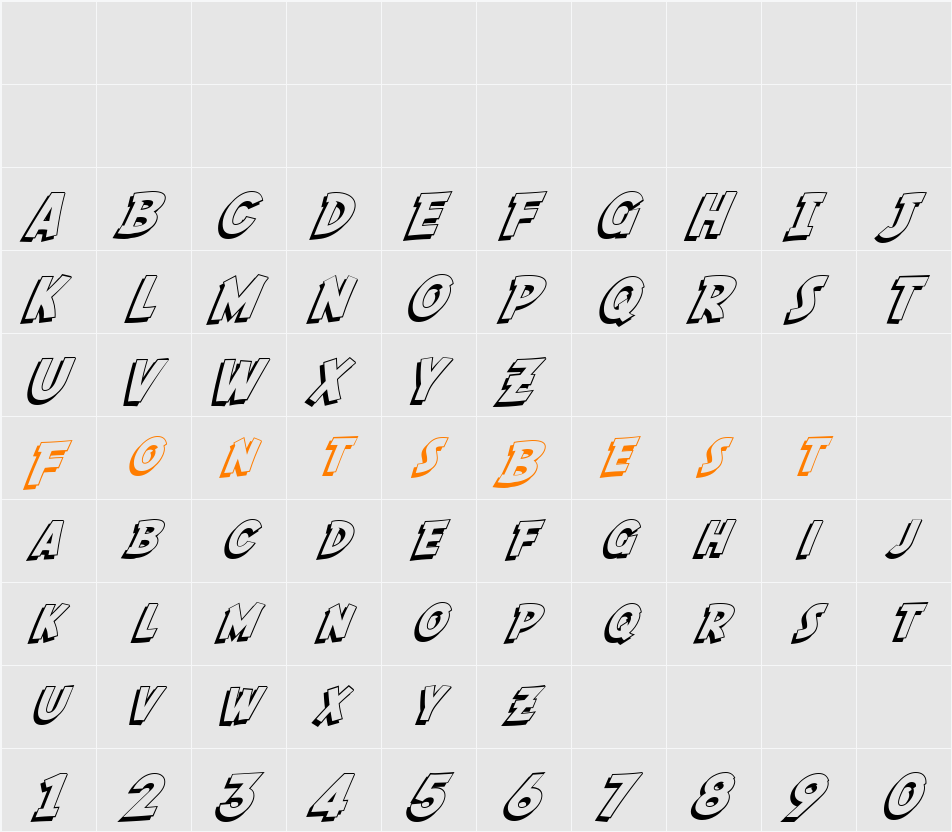 SF Fedora Shadow Character Map