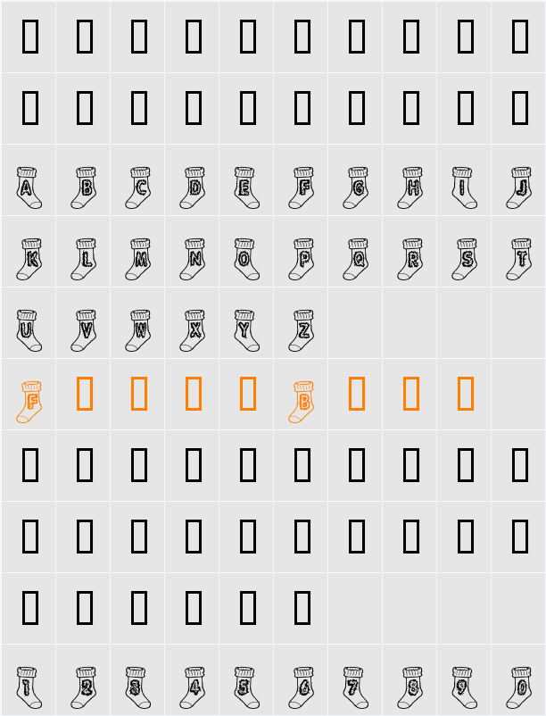 Scratchy Socks Character Map