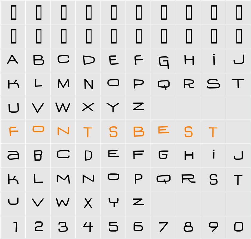 IguanaLover BTN Wide Bd Character Map