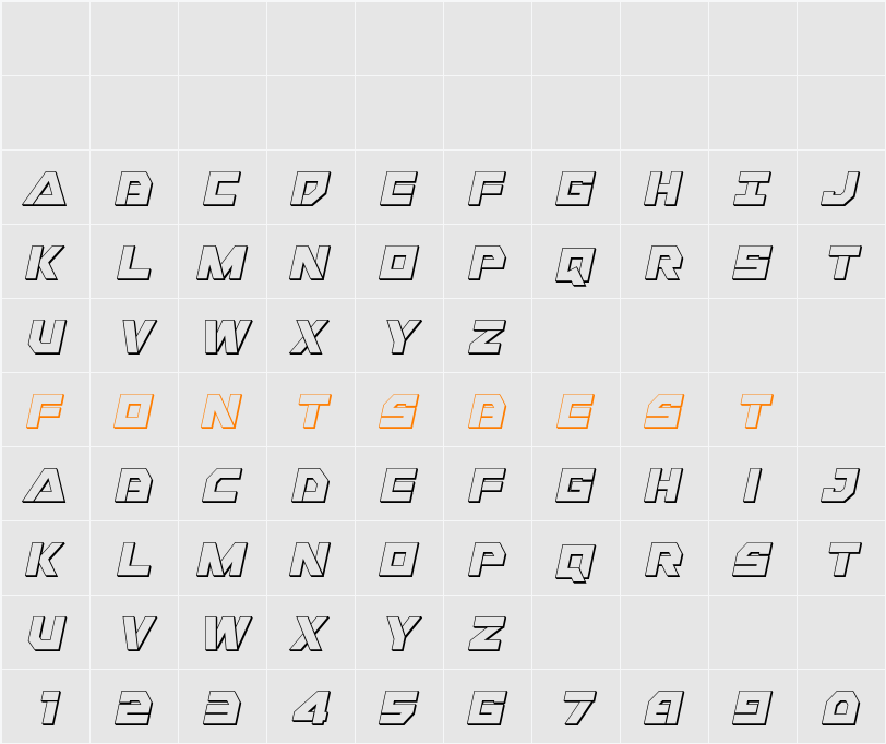 Liberty Island 3D Italic Character Map