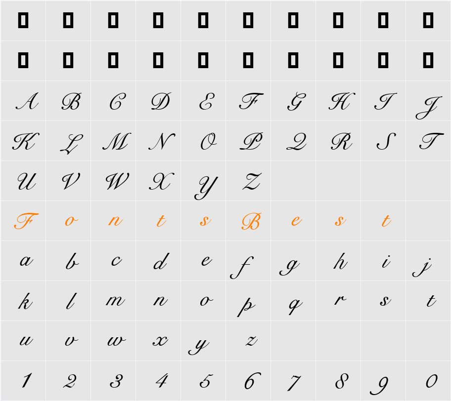 Signet Roundhand ATT Character Map