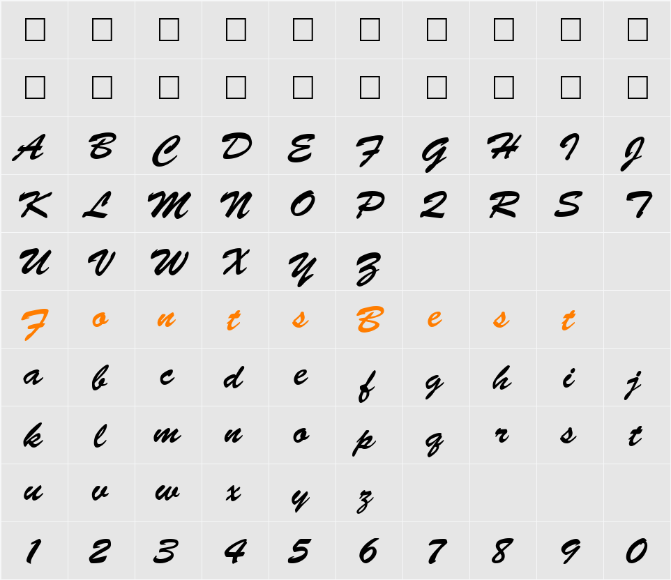 Brush Character Map
