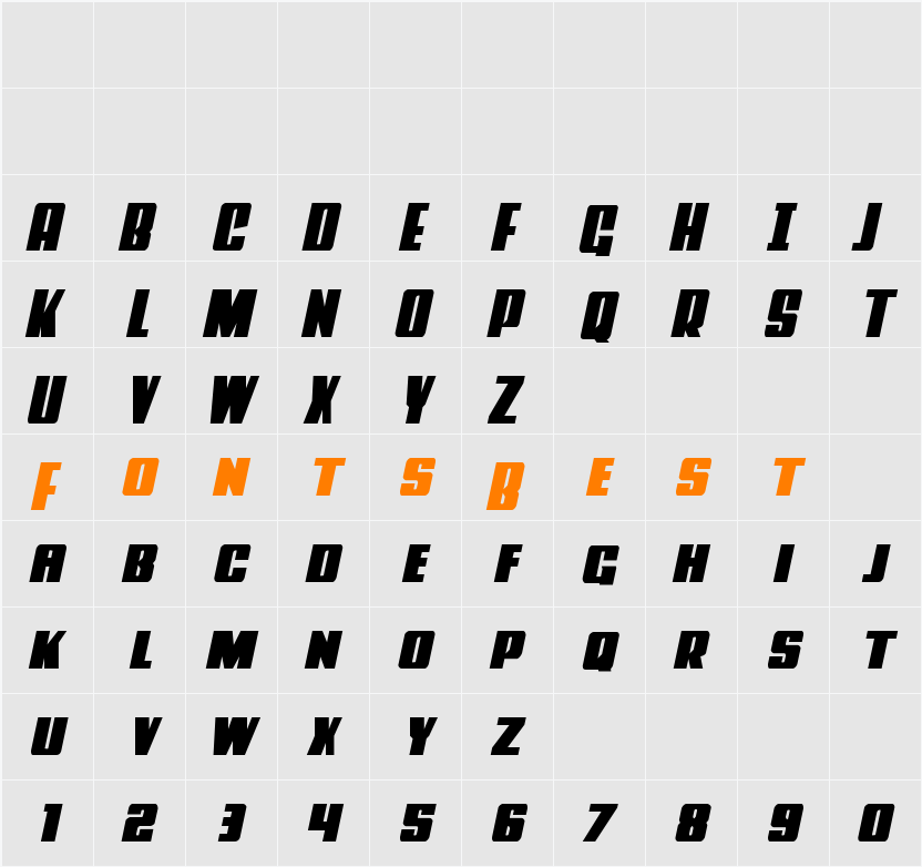 Power Lord Semi-Italic Character Map