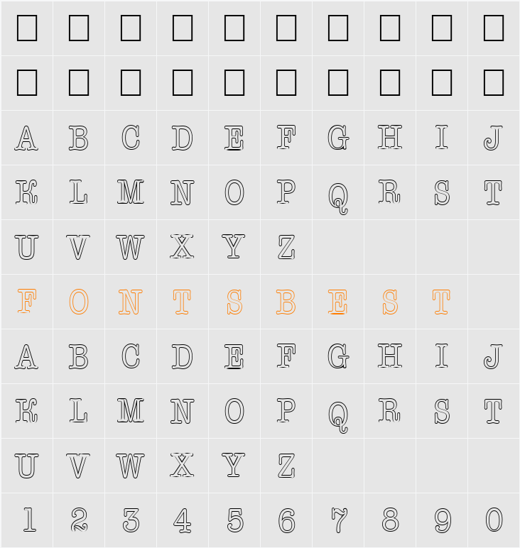 a_OldTyperTitulNrOtl Character Map