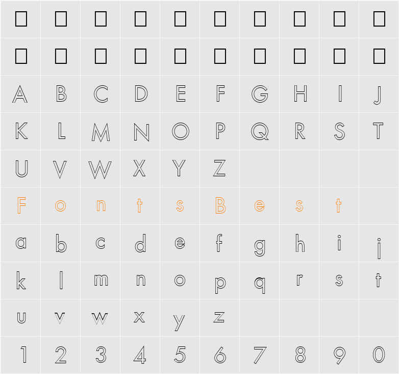 FZ BASIC 18 HOLLOW Character Map