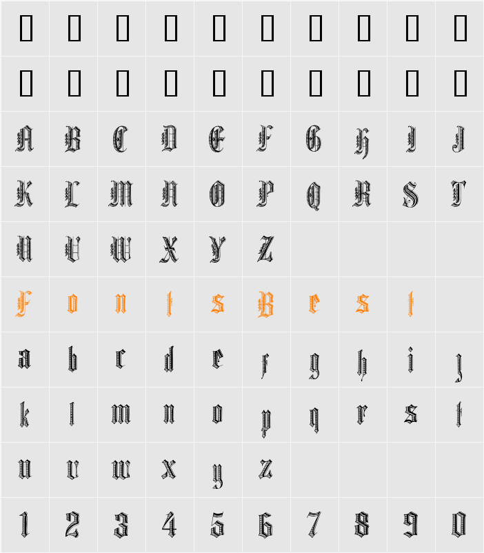 Grafik Text Character Map