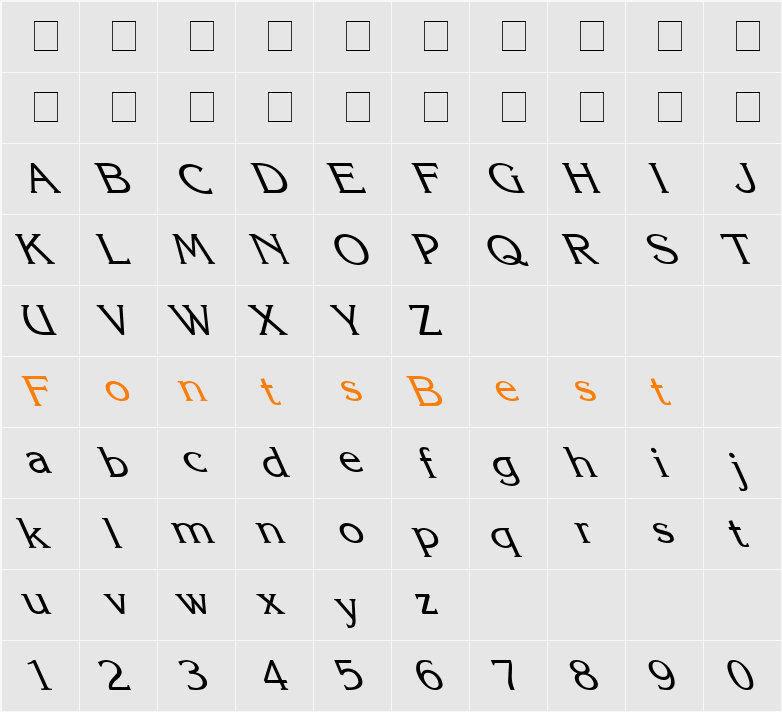 Korina-Light Leftie Character Map