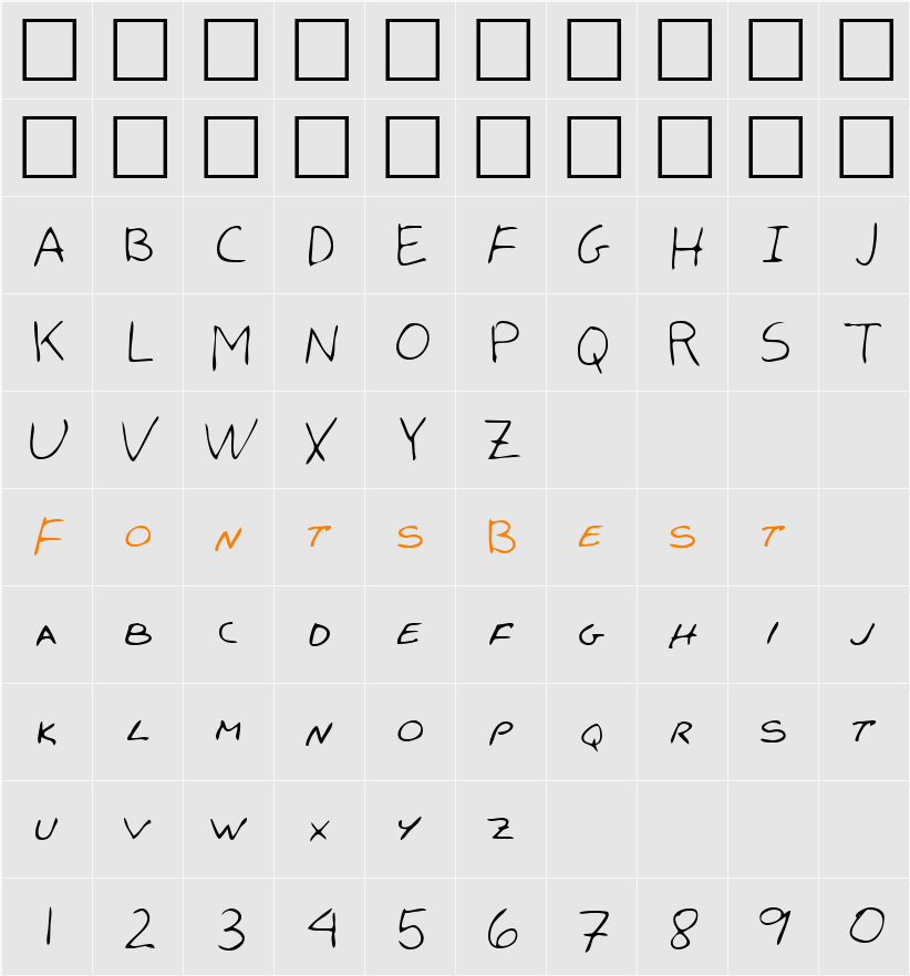 LEHN051 Character Map