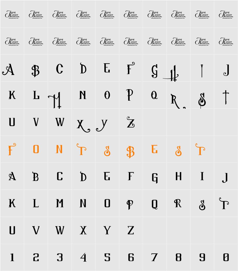 Sucker Font JC Character Map