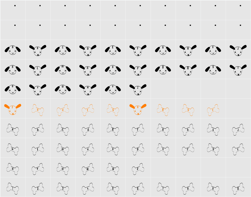 Wan Font Character Map