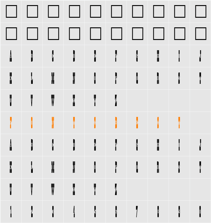 Longwood Character Map