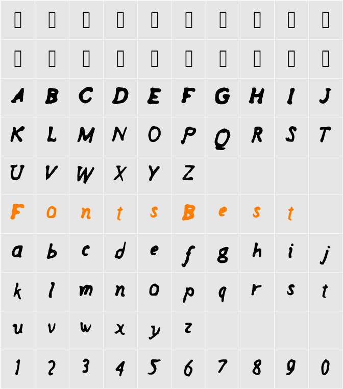 Regi Character Map