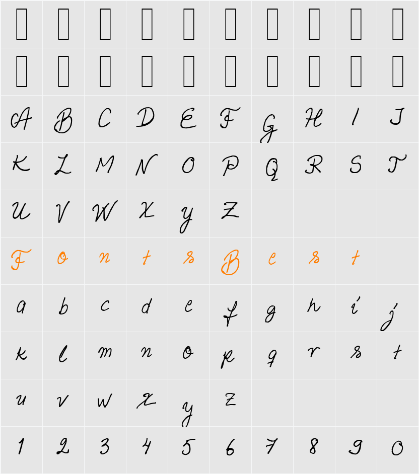 Helena Script Character Map