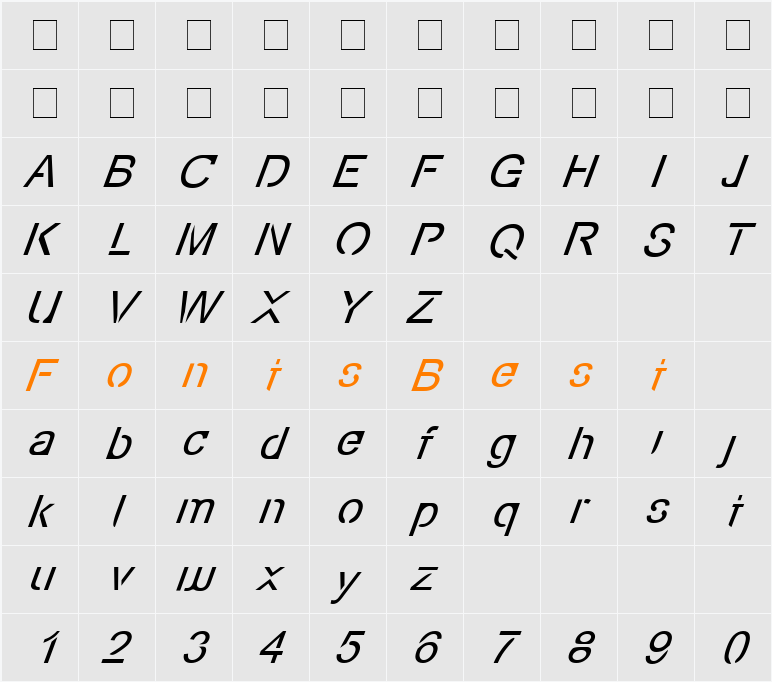 Eco-Files Italic Character Map