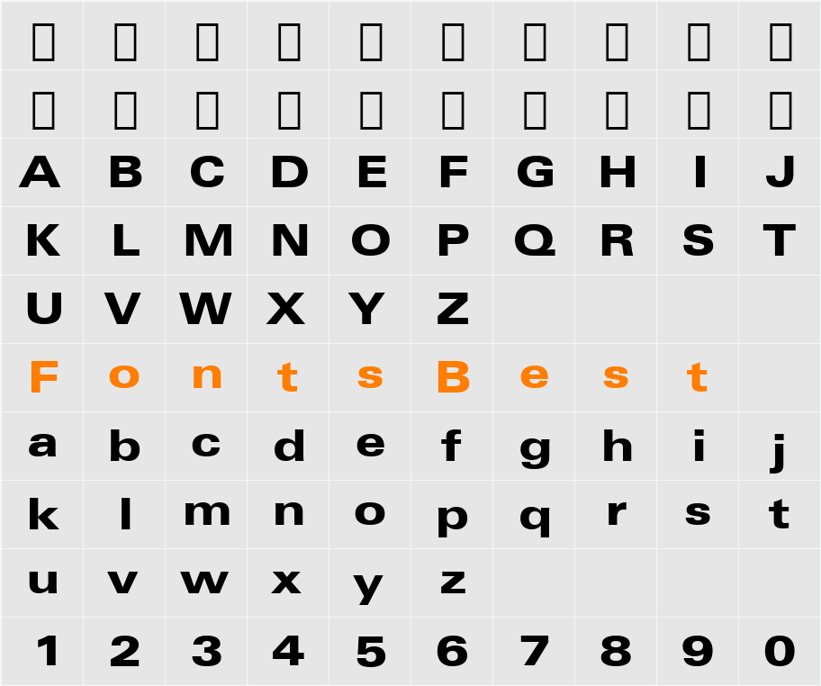Zurich BlkEx BT Character Map