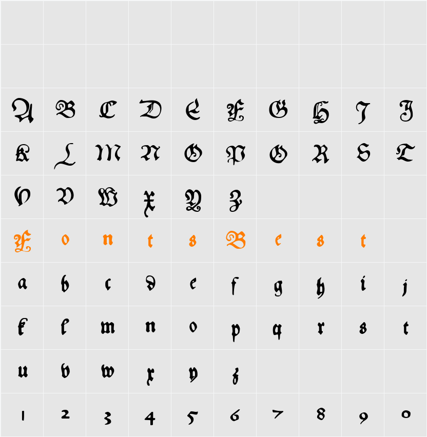 HansFraktur Character Map