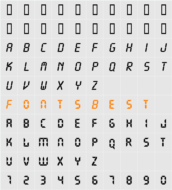 Liquid Crystal II Character Map