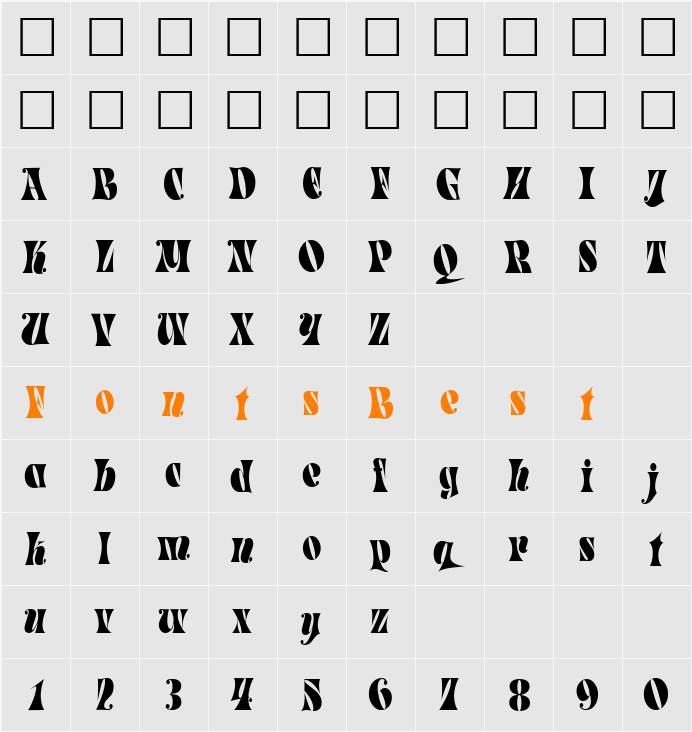 ParadeTight Character Map