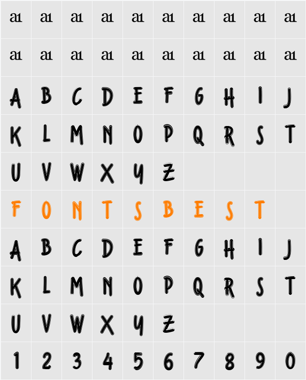 Fondian Outline Character Map