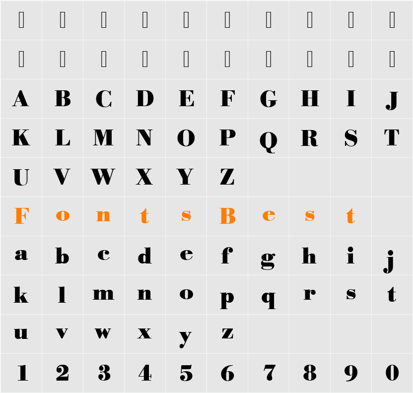 BodoniAntT Character Map