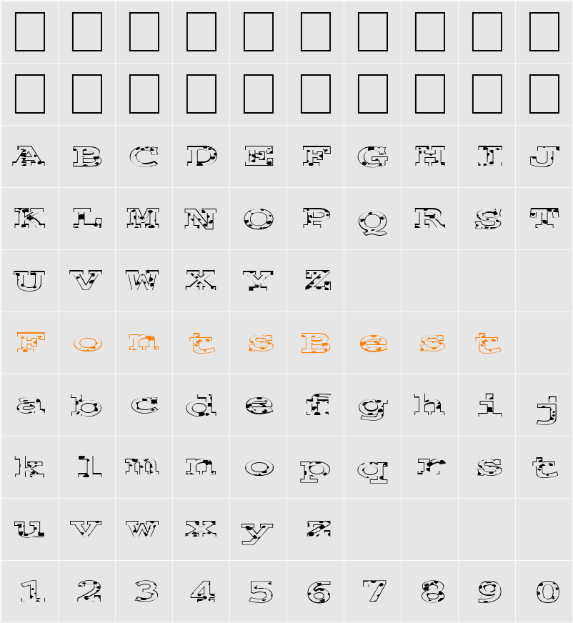 FZ BASIC 54 SPOTTED EX Character Map