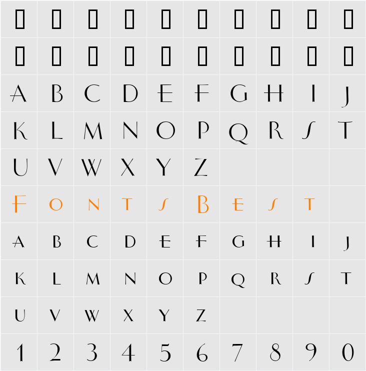 VintageITC TT Character Map
