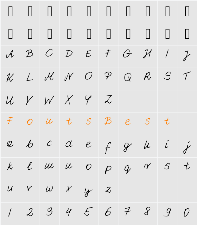 PattiFont Character Map