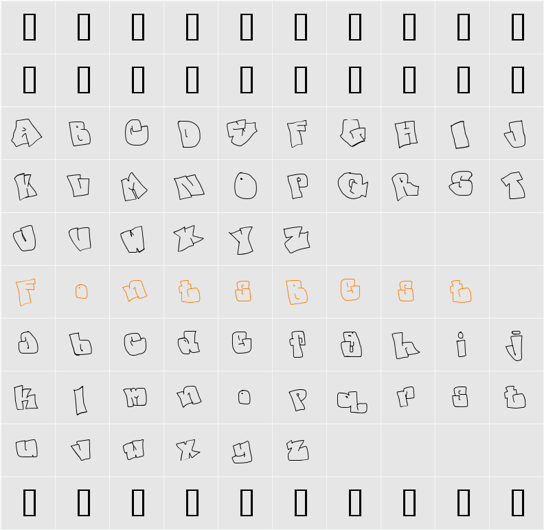 spanky  20 second version Character Map