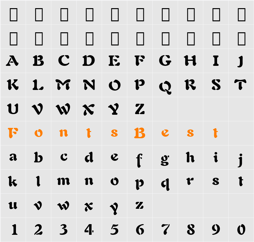 Freefrm721 Blk BT Character Map