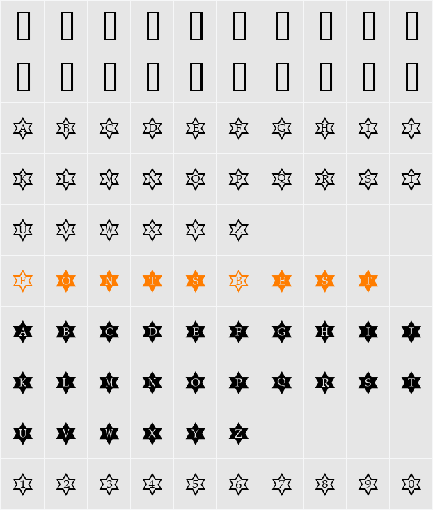 StarsOfDavid Character Map