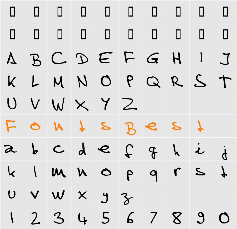 HomelyScriptSSK Character Map