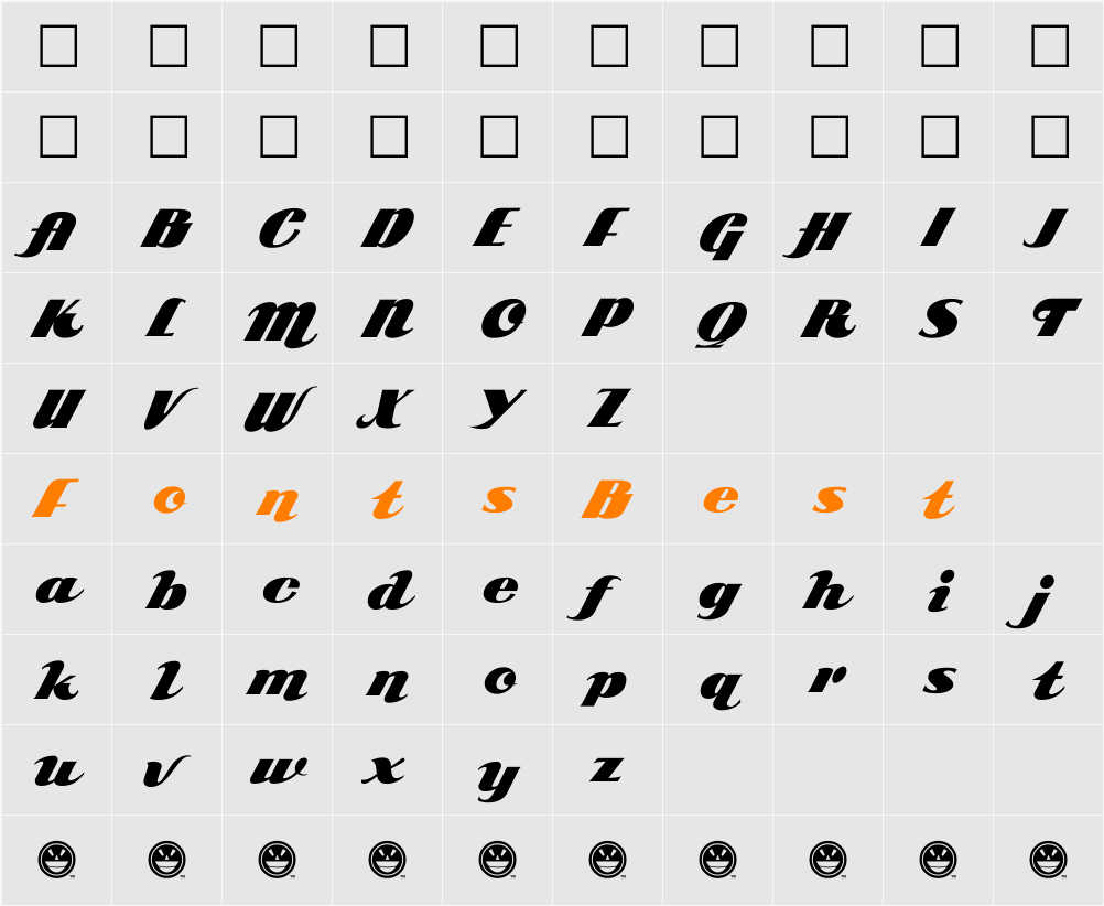 SCRIPT ARB-85 Poster Script Character Map