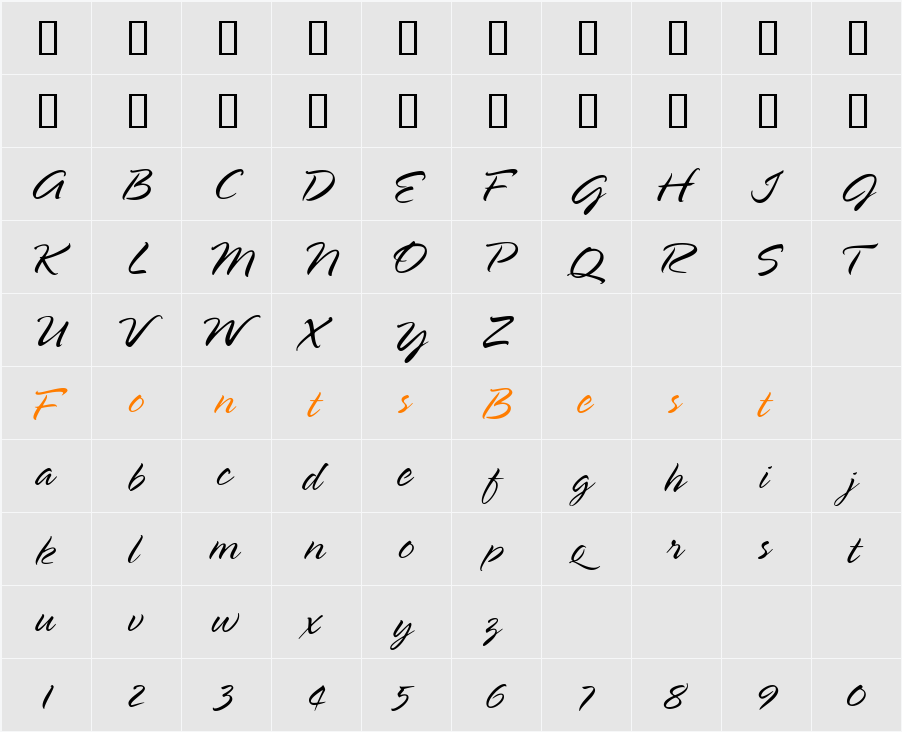 SpringLight Character Map