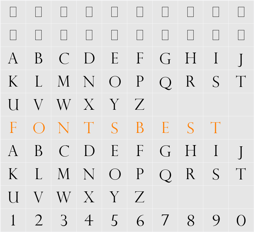 Perpetua Titling MT Character Map