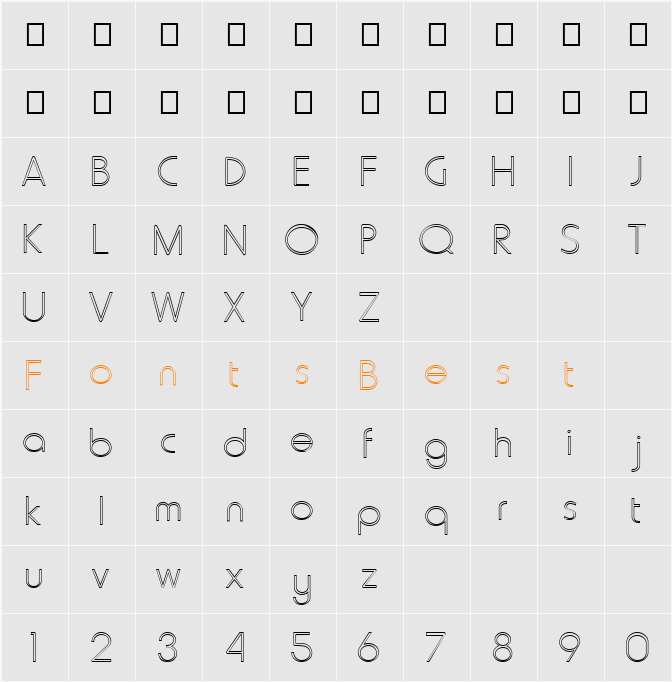 FZ BASIC 20 HOLLOW Character Map