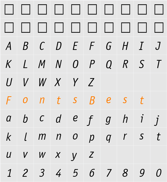 OfficinaSansCTT Character Map