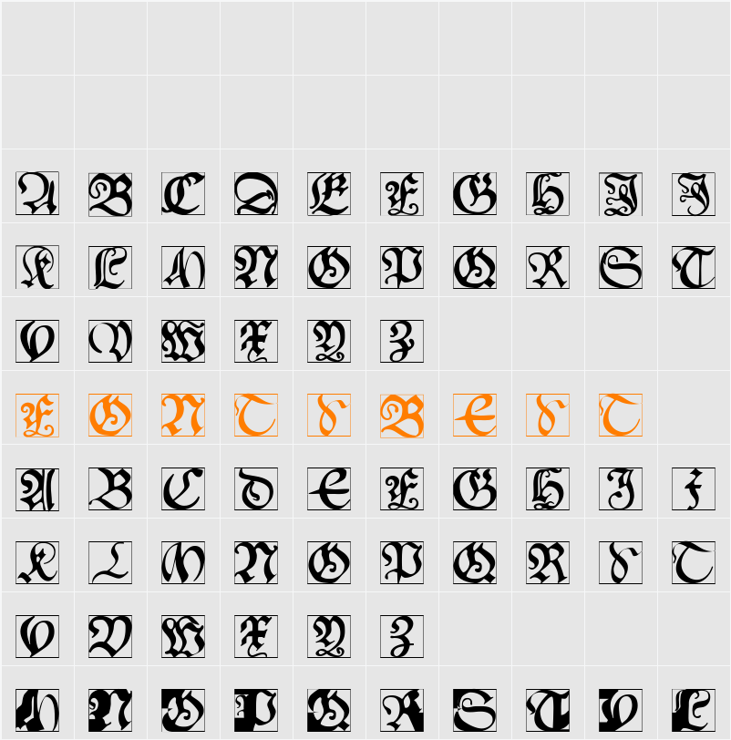 SchoenspergerCaps Character Map