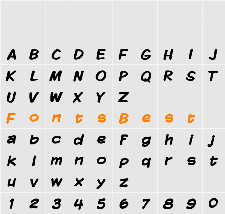Komika Display Character Map
