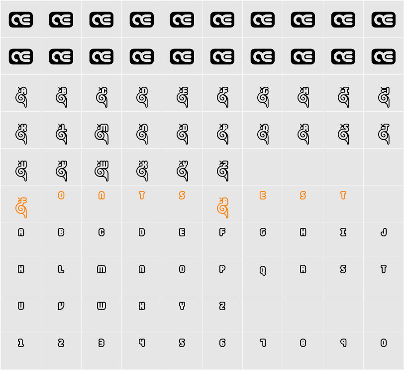 Snailets BRK Character Map