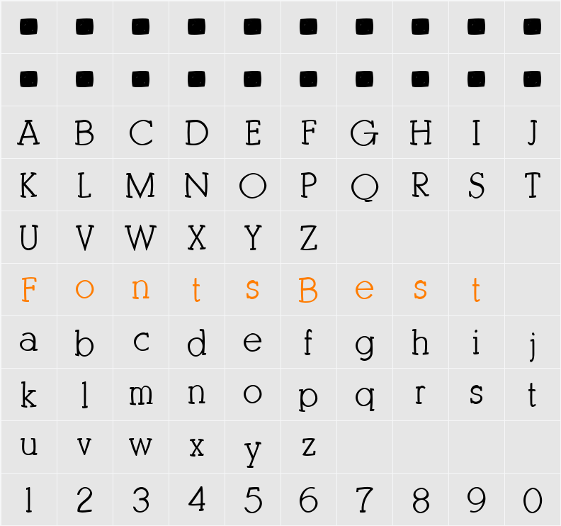 KleinSlabSerifBold Character Map