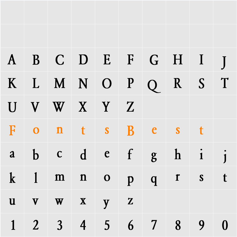 Garamond-Normal Thin Character Map