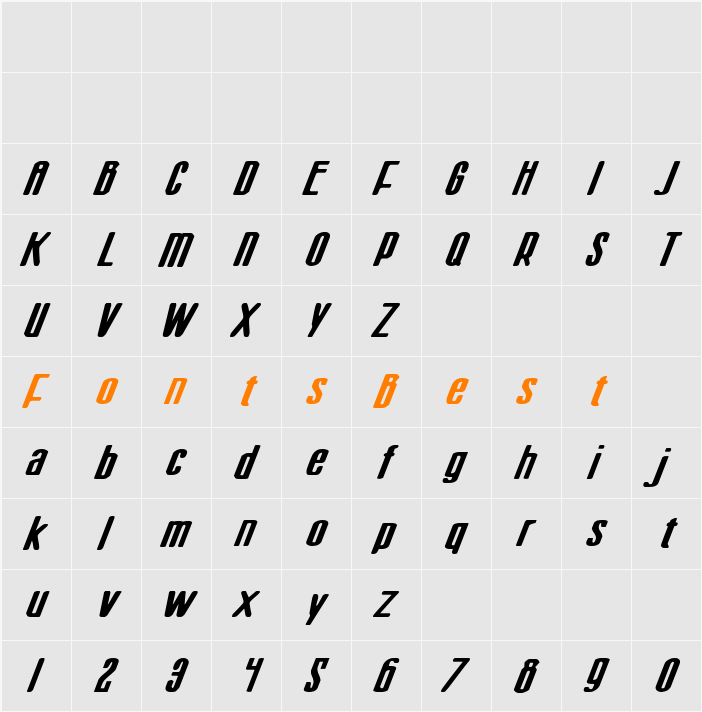 Sister Europe Wide Italic Character Map
