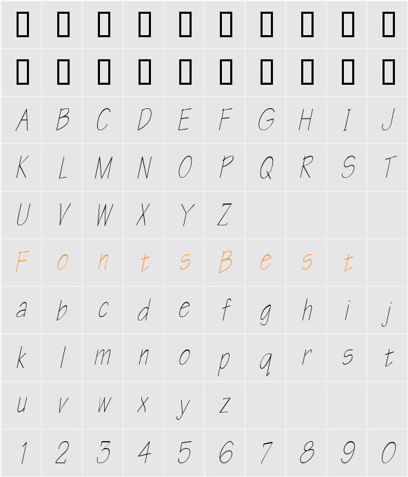 WriteCondensed Character Map