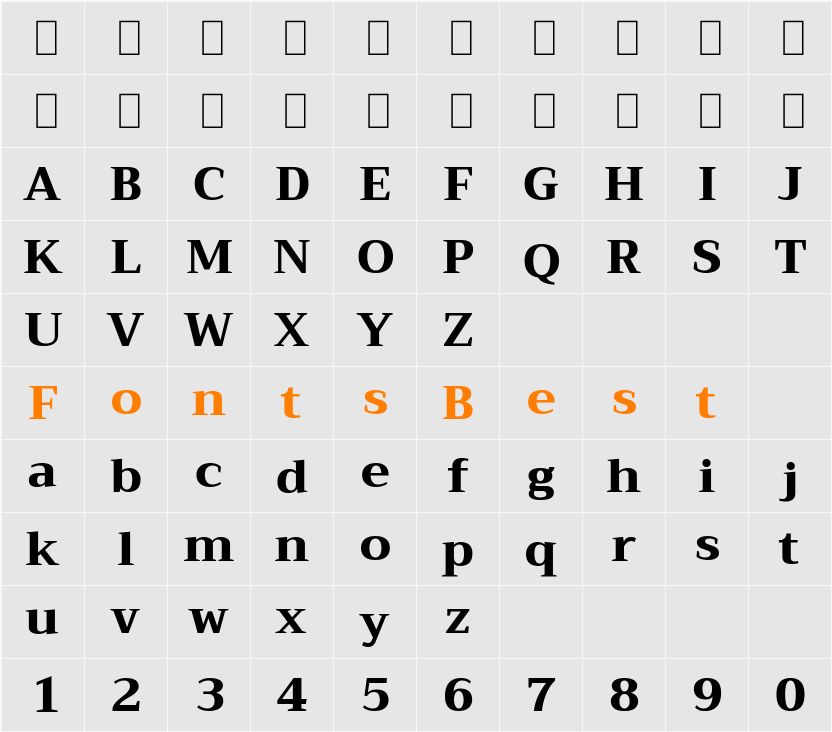 Trirong ExtraBold Character Map