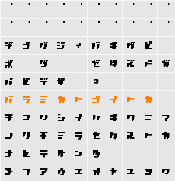 R.P.G. KATAKANA Character Map